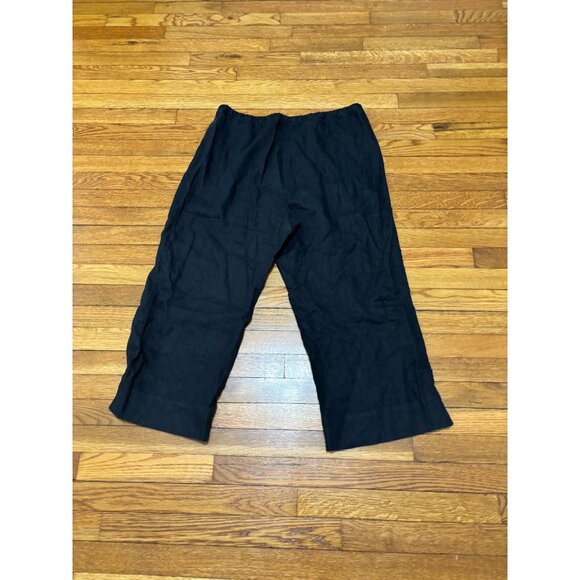 J. Jill Women's Pull On Cropped Pants Size Large Black 100% Linen Elastic Waist - Picture 5 of 6